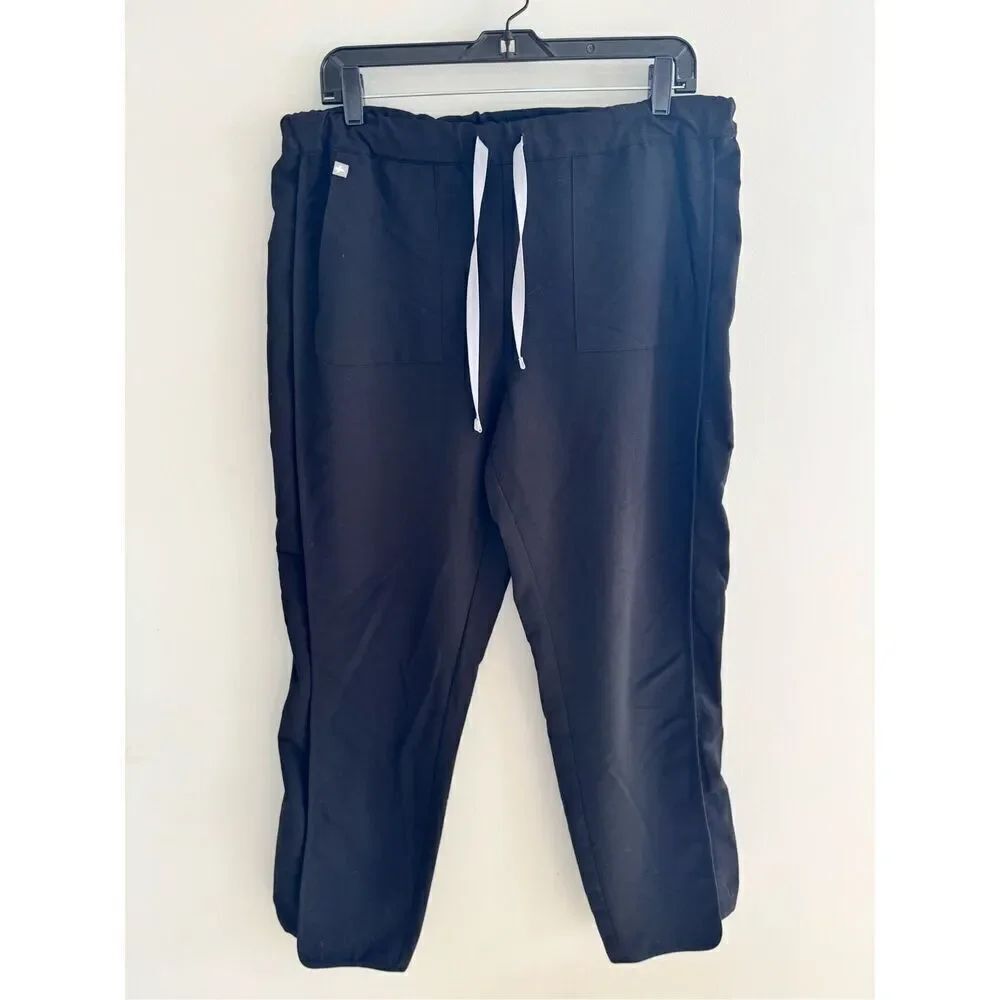FIGS Black Drawstring Black Scrub Pants, Size L